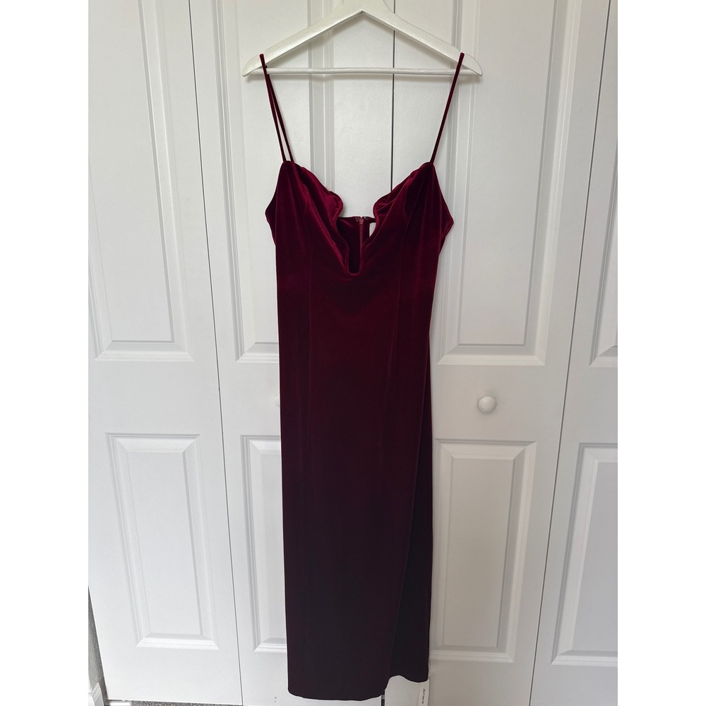 Reformation Katya Velvet Maxi Dress Burgundy Merlot Red XL New With Tags - Picture 3 of 6